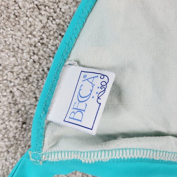 Becca Womens Bikini Large Teal Blue 2 Piece Floral Embroidered Triangle Halter - Picture 2 of 16